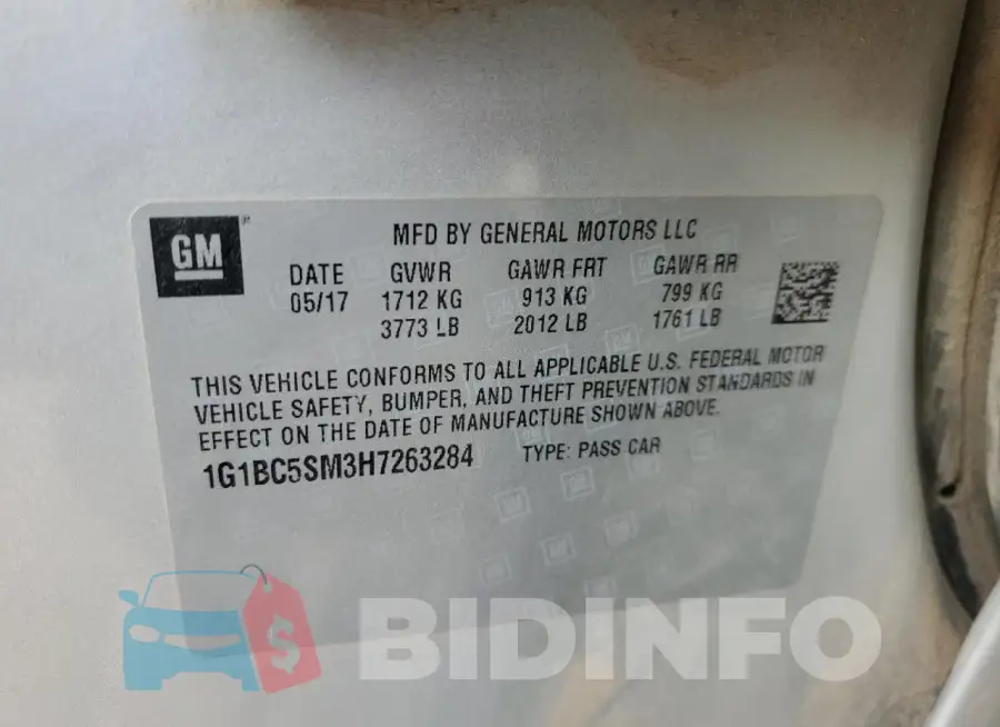1G1BC5SM3H7263284 Photo# 12