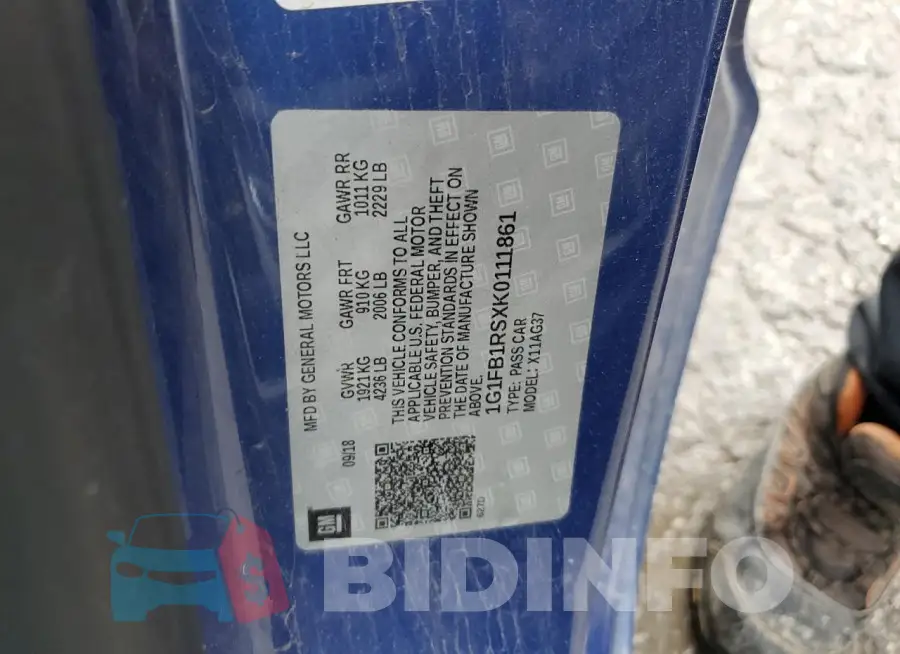 1G1FB1RSXK0111861 Photo# 12