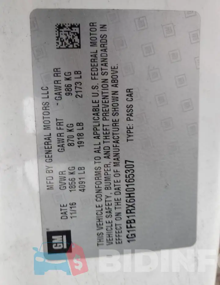 1G1FB1RX6H0165307 Photo# 13