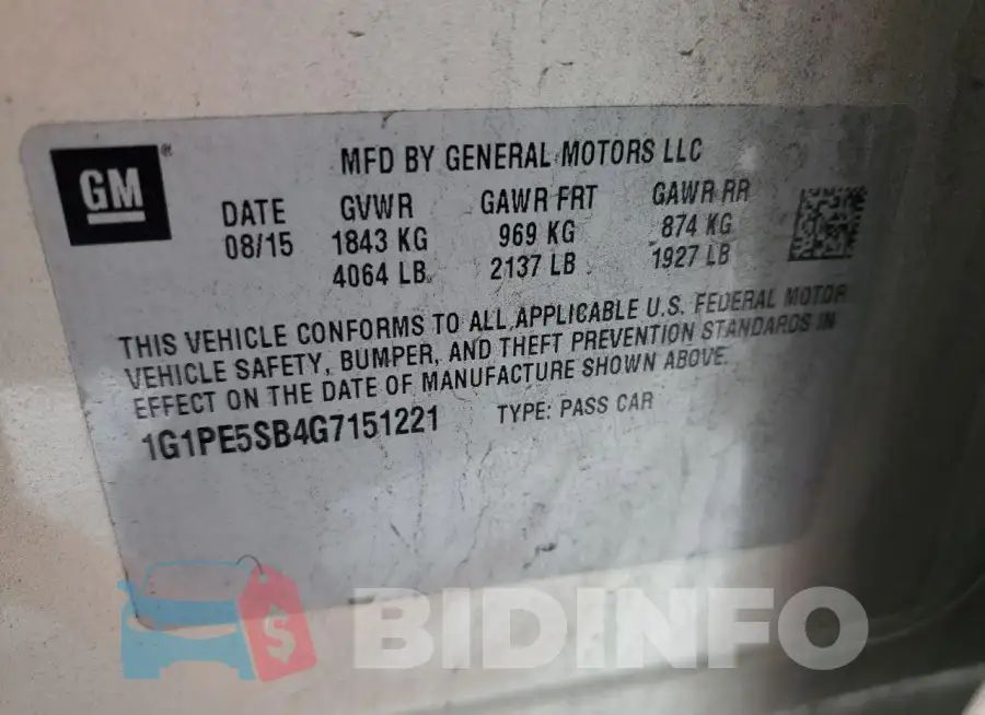 1G1PE5SB4G7151221 Photo# 12