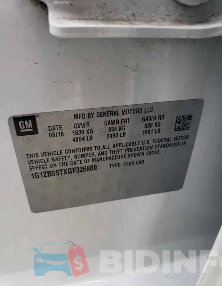 1G1ZB5STXGF326880 Photo# 12