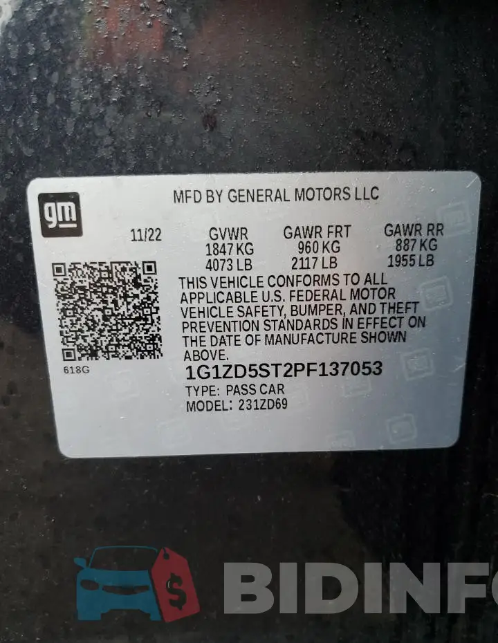1G1ZD5ST2PF137053 Photo# 13