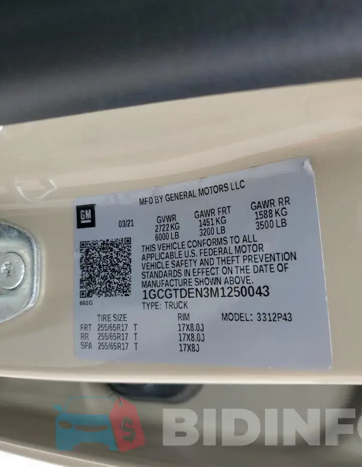 1GCGTDEN3M1250043 Photo# 12
