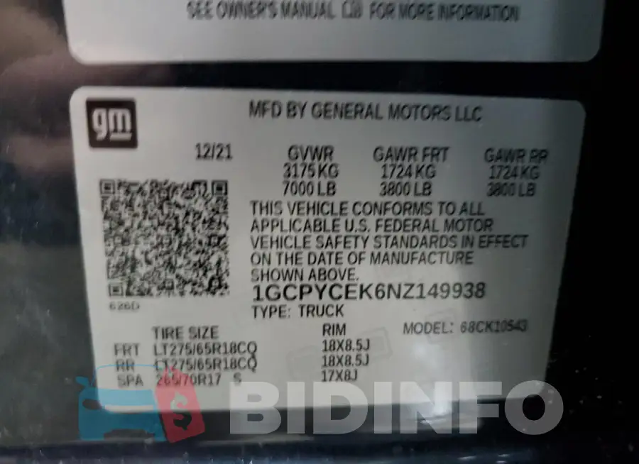 1GCPYCEK6NZ149938 Photo# 12