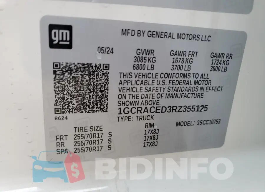 1GCRACED3RZ355125 Photo# 12