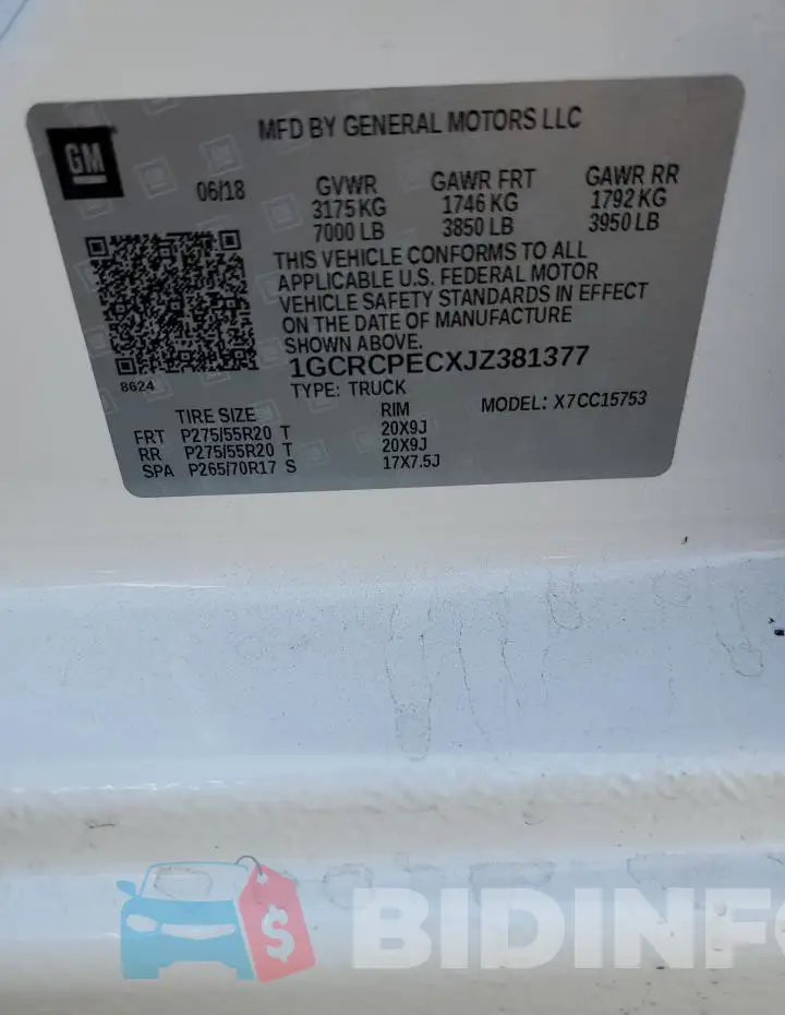 1GCRCPECXJZ381377 Photo# 13