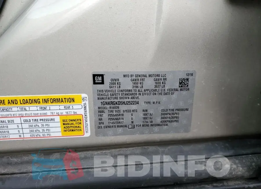 1GNKRGKD5HJ252234 Photo# 13