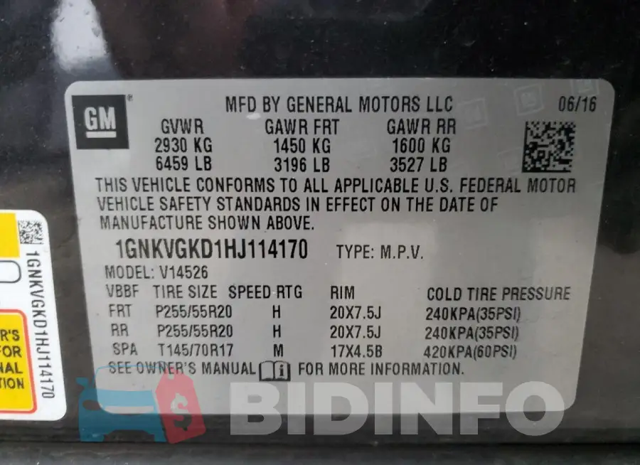 1GNKVGKD1HJ114170 Photo# 13