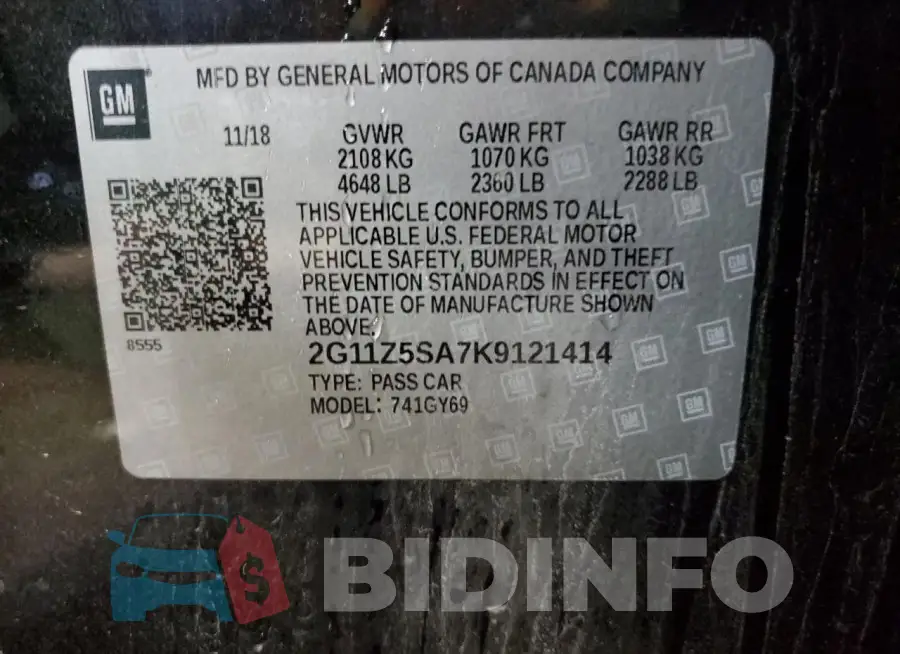 2G11Z5SA7K9121414 Photo# 12