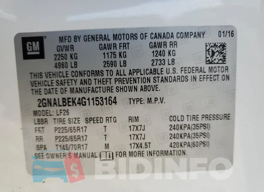 2GNALBEK4G1153164 Photo# 13