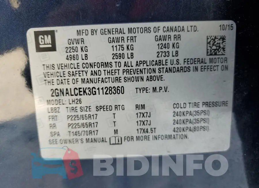 2GNALCEK3G1128360 Photo# 13
