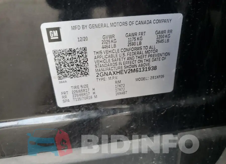 2GNAXHEV2M6131938 Photo# 12