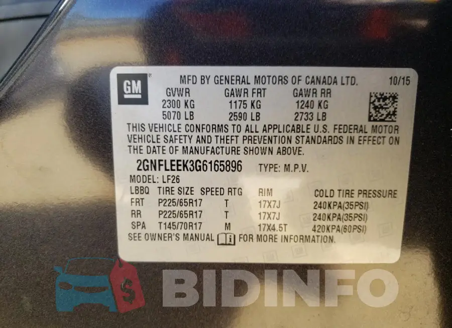 2GNFLEEK3G6165896 Photo# 13
