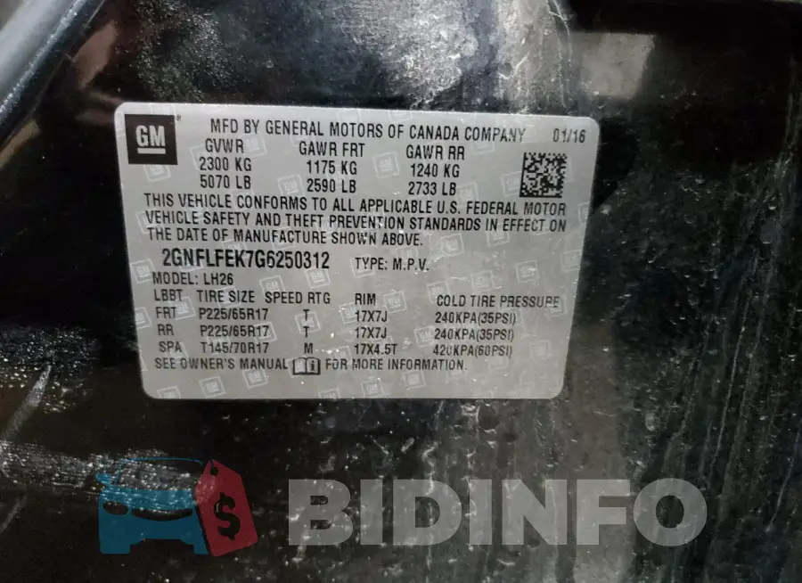 2GNFLFEK7G6250312 Photo# 13