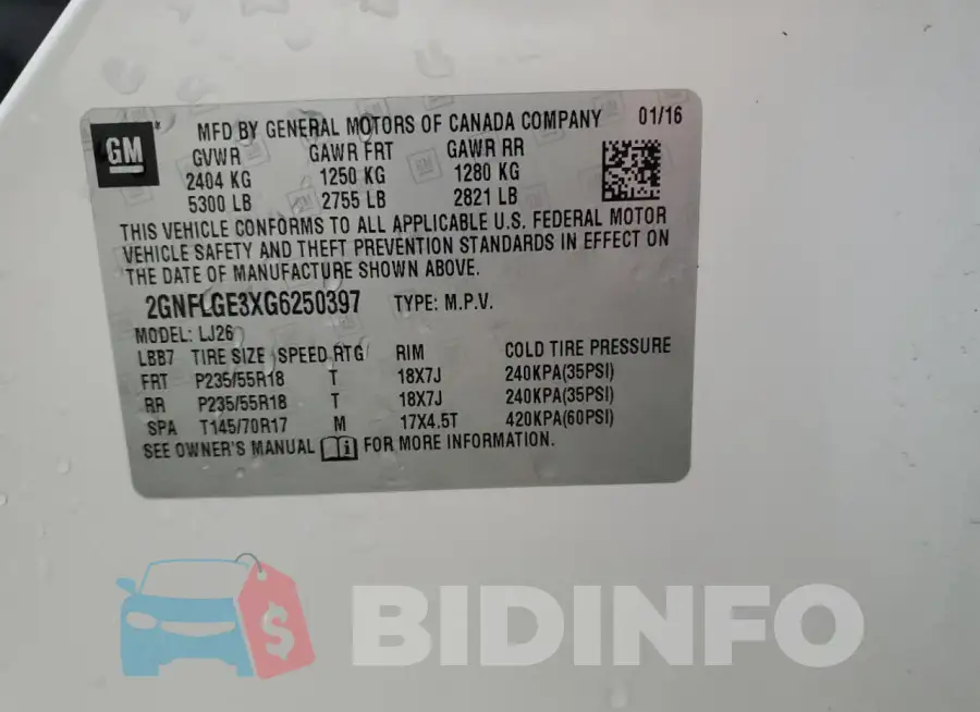 2GNFLGE3XG6250397 Photo# 13
