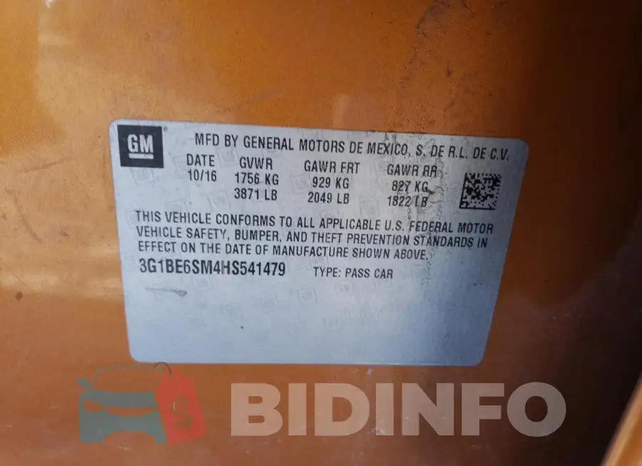 3G1BE6SM4HS541479 Photo# 12