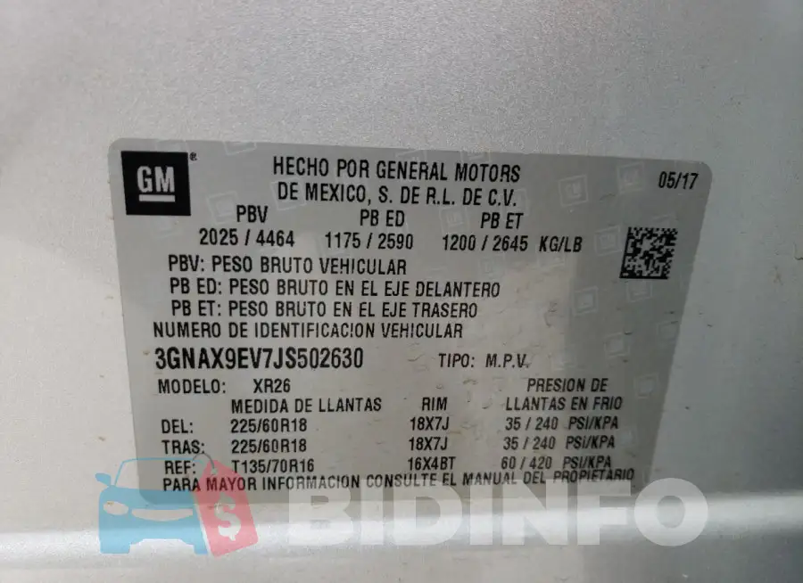 3GNAX9EV7JS502630 Photo# 14