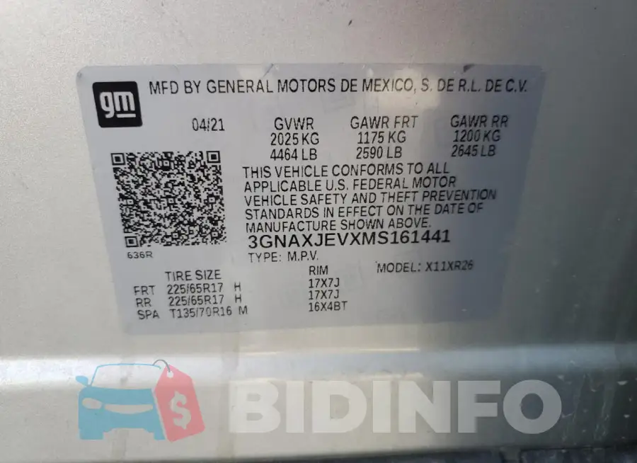 3GNAXJEVXMS161441 Photo# 13