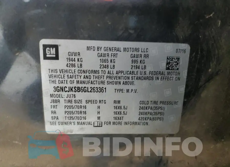 3GNCJKSB6GL263361 Photo# 13