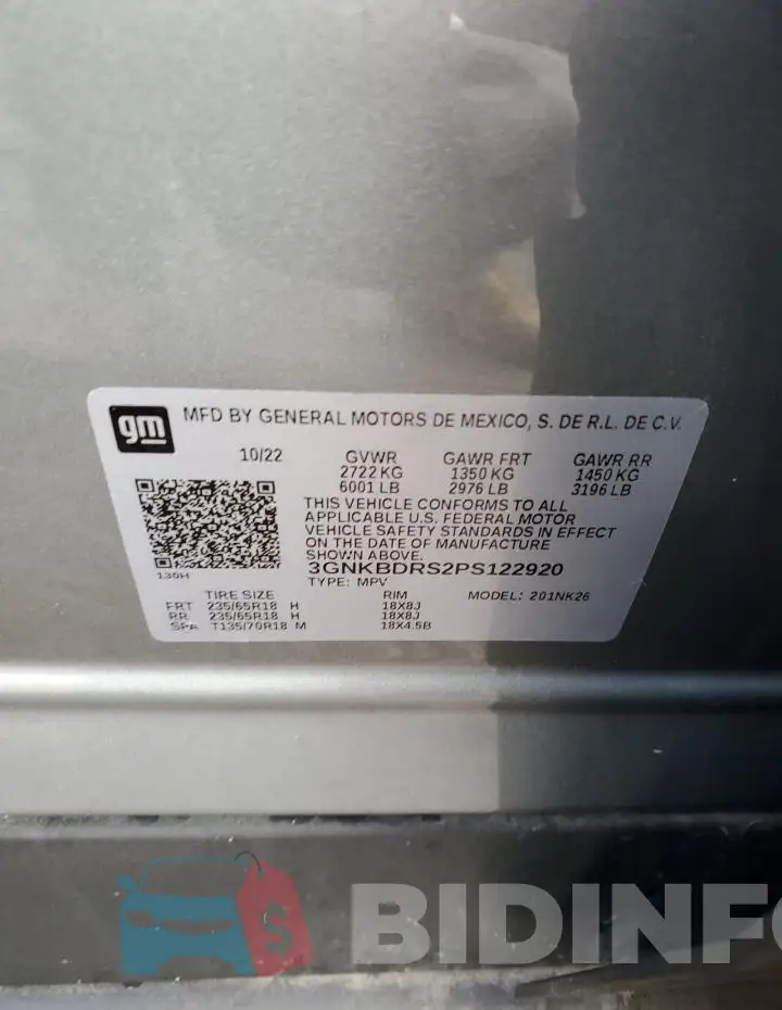 3GNKBDRS2PS122920 Photo# 12