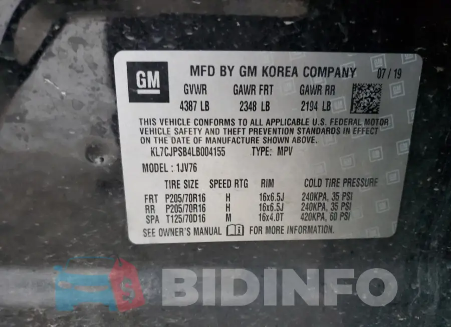 KL7CJPSB4LB004155 Photo# 13