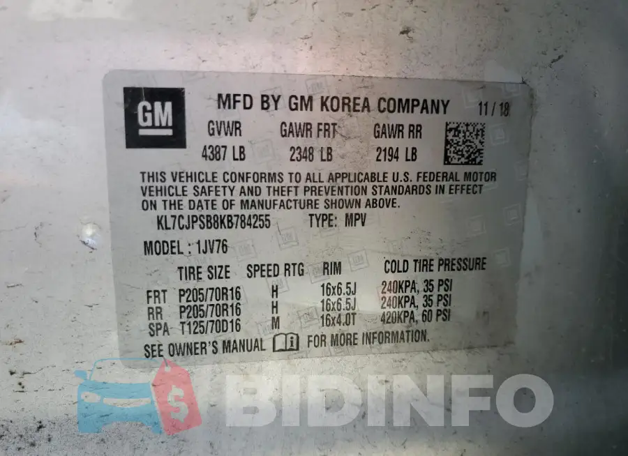 KL7CJPSB8KB784255 Photo# 13