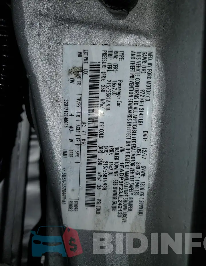1FADP3F23JL242133 Photo# 13