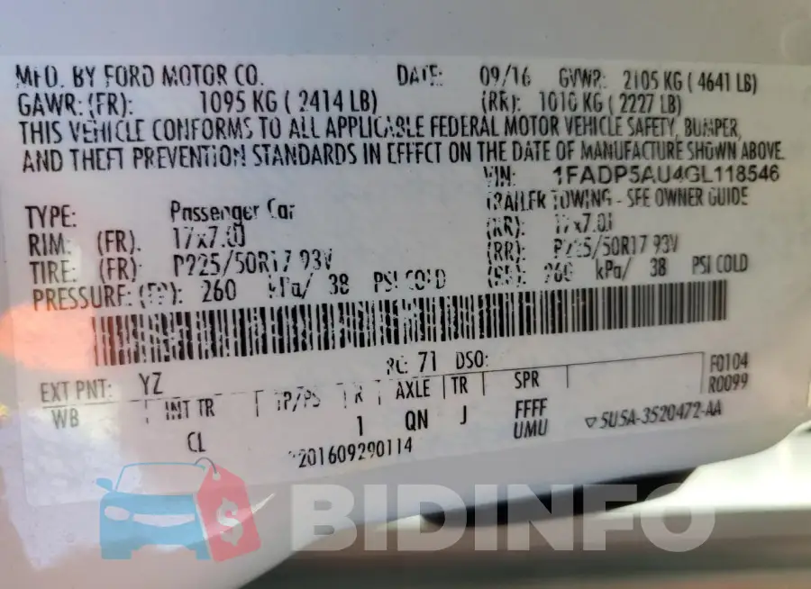 1FADP5AU4GL118546 Photo# 10