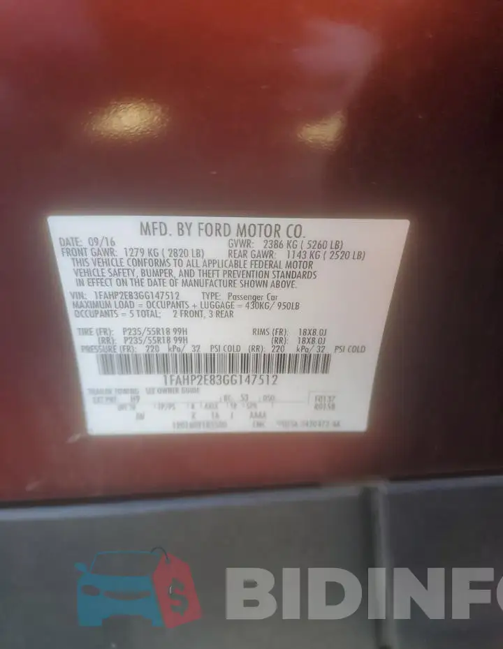 1FAHP2E83GG147512 Photo# 13