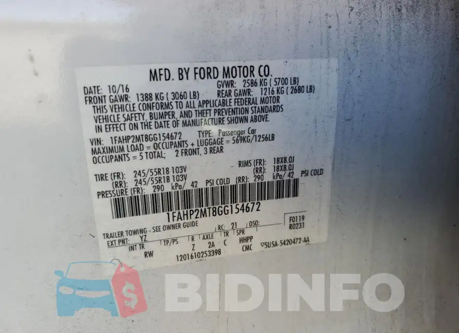 1FAHP2MT8GG154672 Photo# 12