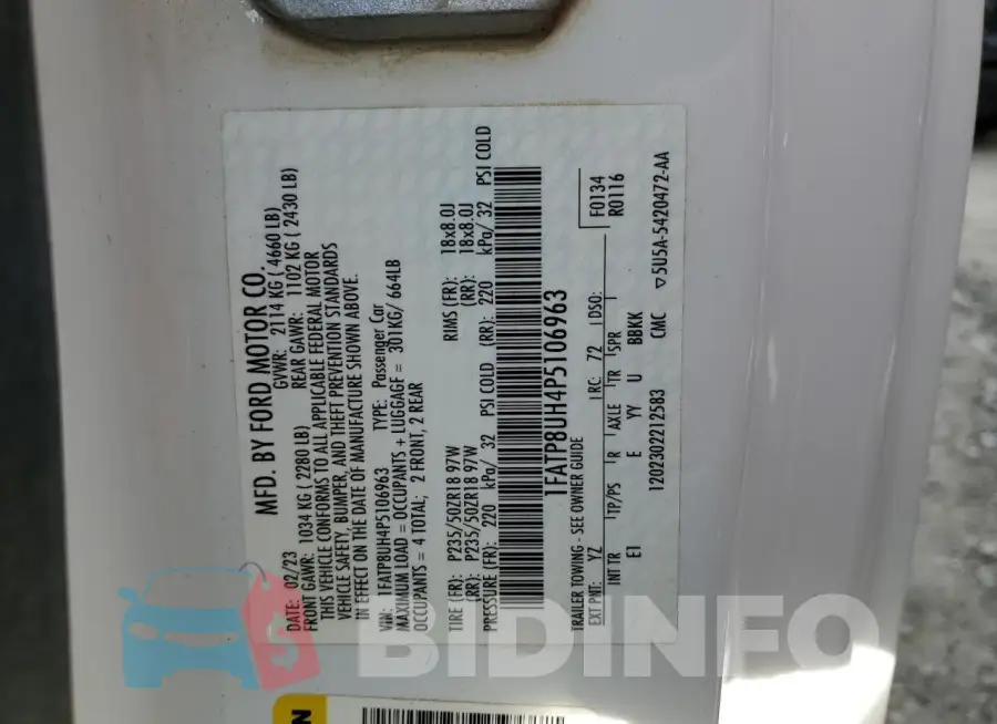 1FATP8UH4P5106963 Photo# 12