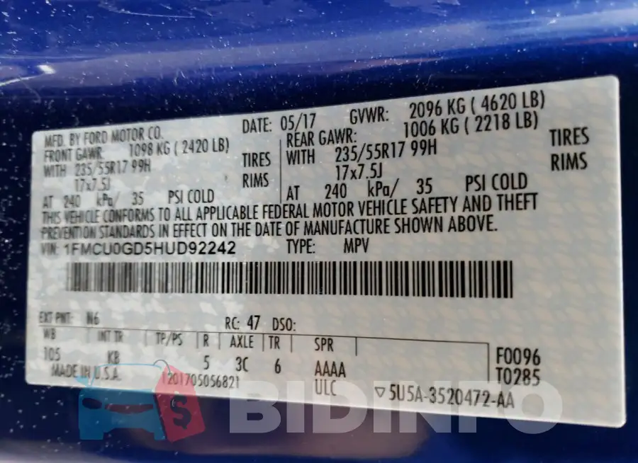 1FMCU0GD5HUD92242 Photo# 13