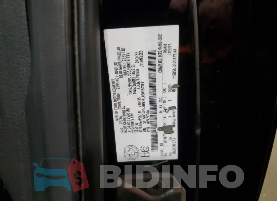 1FMCU9J99HUB06787 Photo# 13