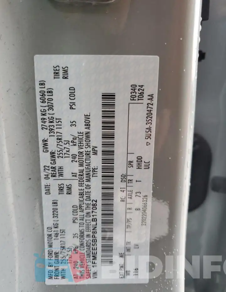 1FMEE5BP8NLB17082 Photo# 13