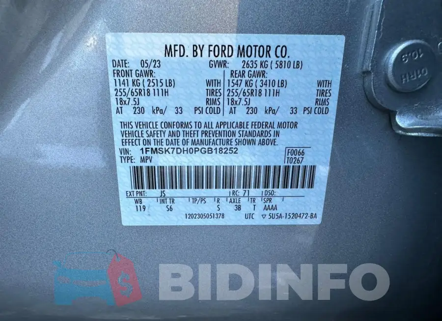1FMSK7DH0PGB18252 Photo# 10