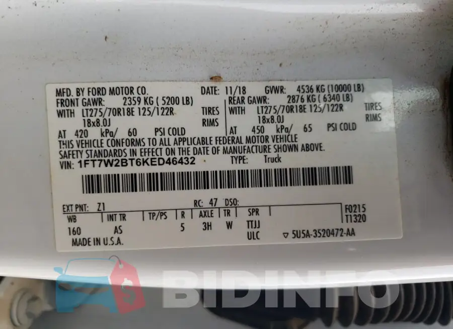 1FT7W2BT6KED46432 Photo# 12