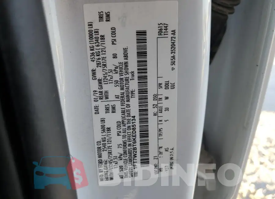 1FT7W2BT6KED85134 Photo# 12