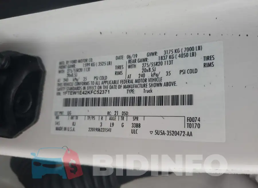 1FTEW1E42KFC52371 Photo# 12