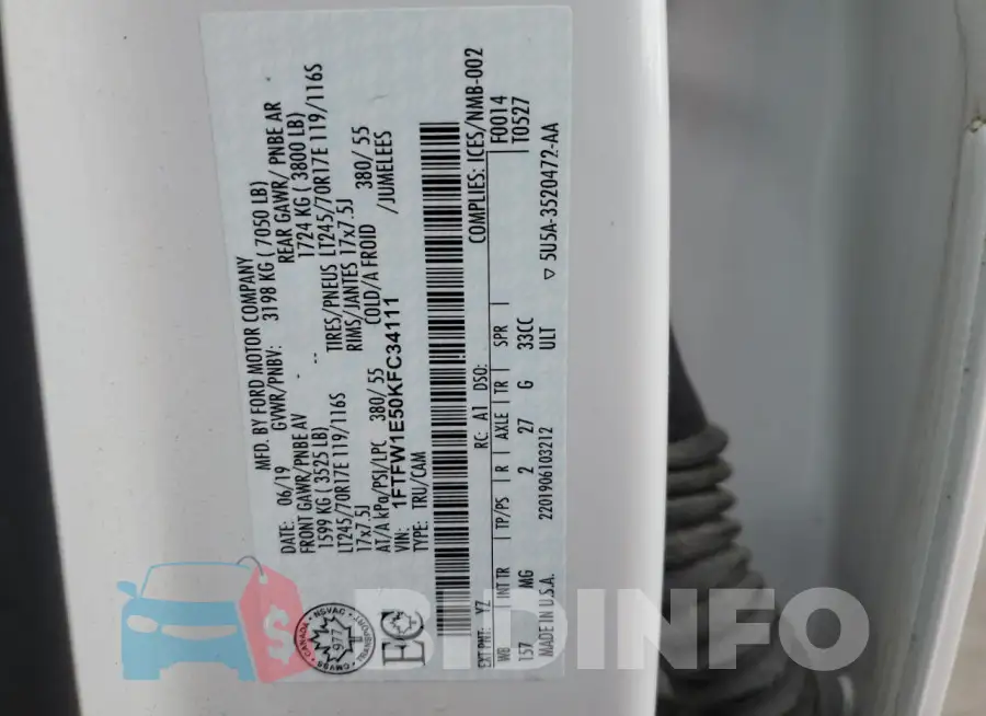1FTFW1E50KFC34111 Photo# 12