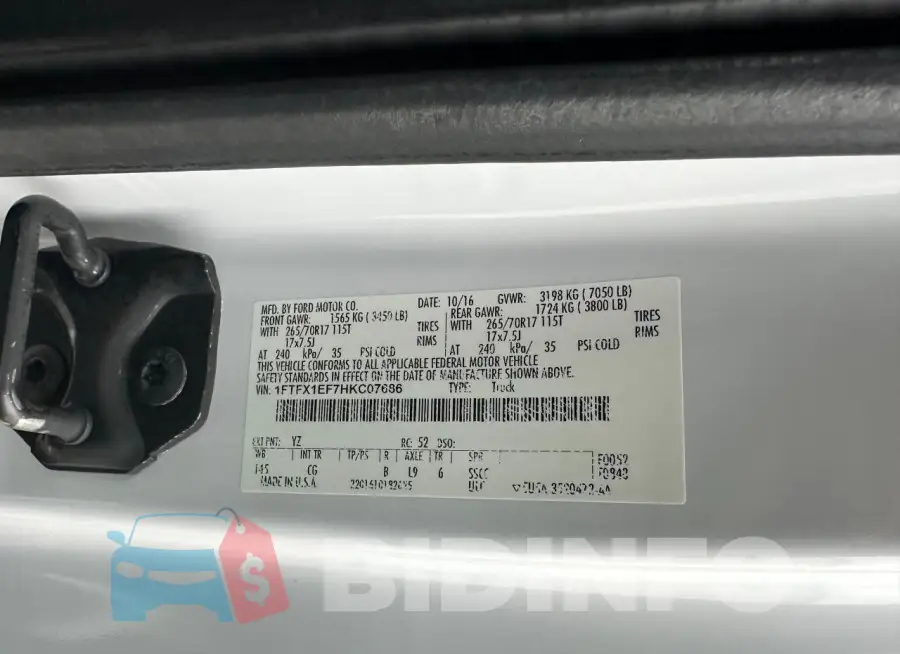 1FTFX1EF7HKC07686 Photo# 10