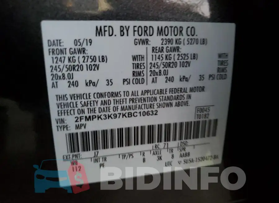 2FMPK3K97KBC10632 Photo# 12