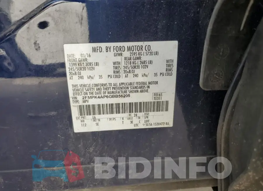 2FMPK4AP6GBB56205 Photo# 13