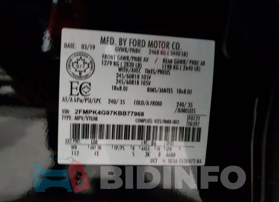 2FMPK4G97KBB77968 Photo# 13
