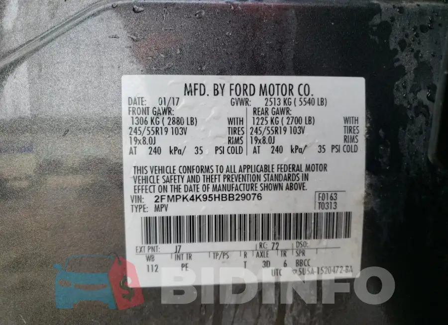 2FMPK4K95HBB29076 Photo# 14