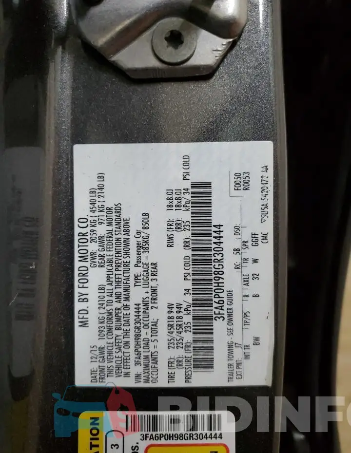 3FA6P0H98GR304444 Photo# 12
