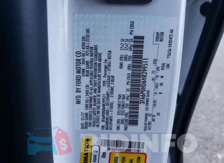 3FA6P0HD6HR299511 Photo# 12