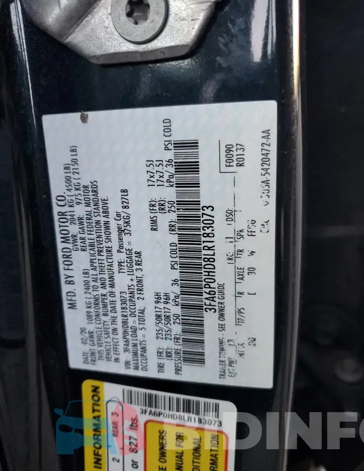 3FA6P0HD8LR183073 Photo# 12