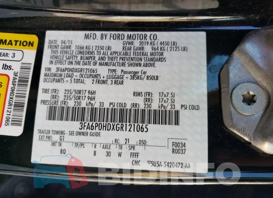 3FA6P0HDXGR121065 Photo# 12