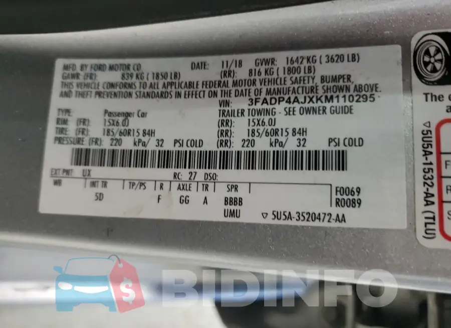 3FADP4AJXKM110295 Photo# 12
