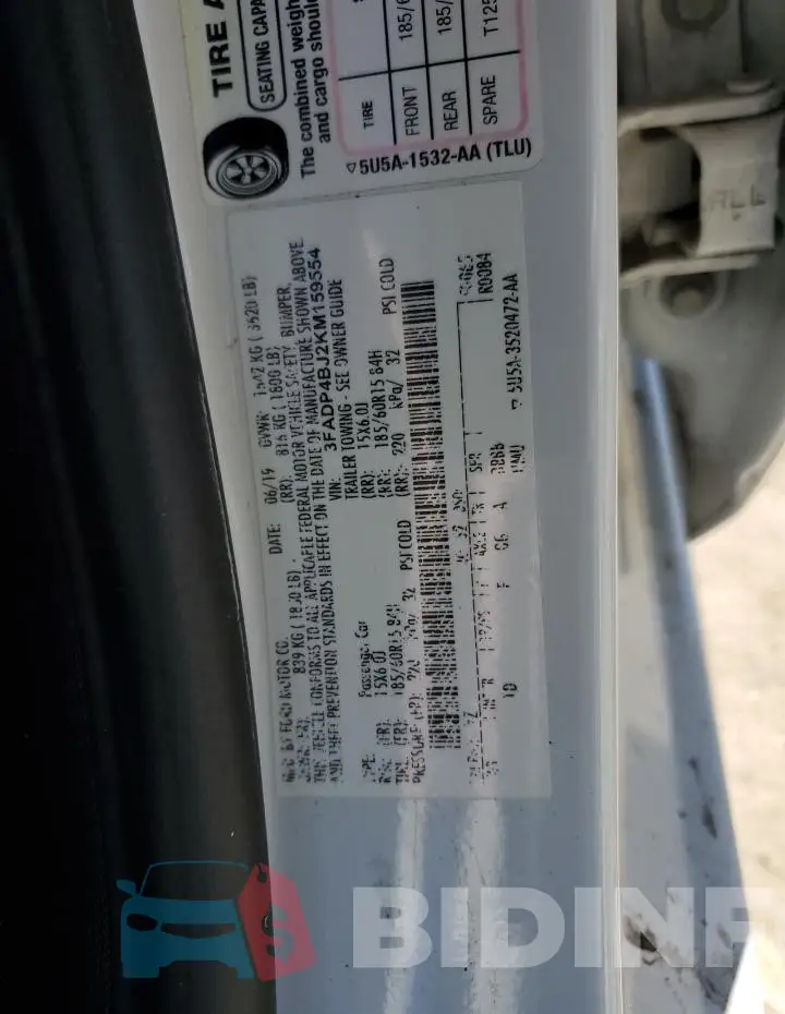 3FADP4BJ2KM159554 Photo# 12
